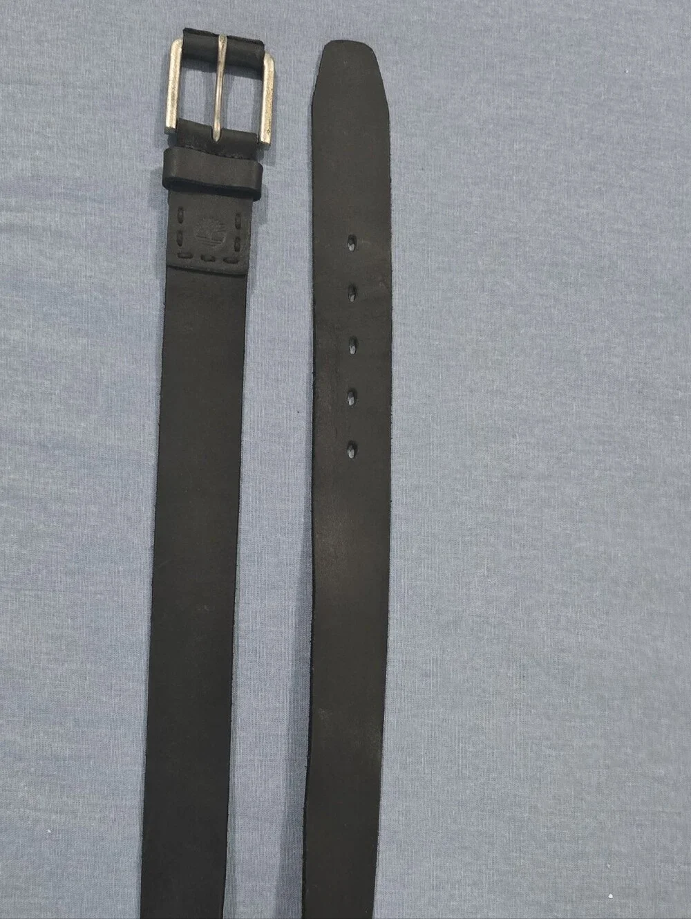 Timberland Black Leather Men's Belt with Silver Buckle
